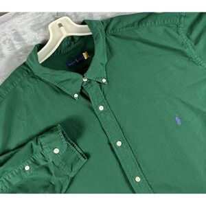 Ralph Lauren Shirt Mens 5XB Big Green Twill Long Sleeve Button Down Pony Logo